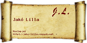 Jakó Lilla névjegykártya